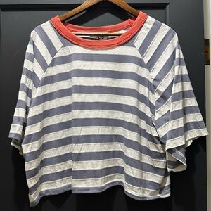 BUCKETLIST Red and Gray Striped Dohlman Sleeve Tee